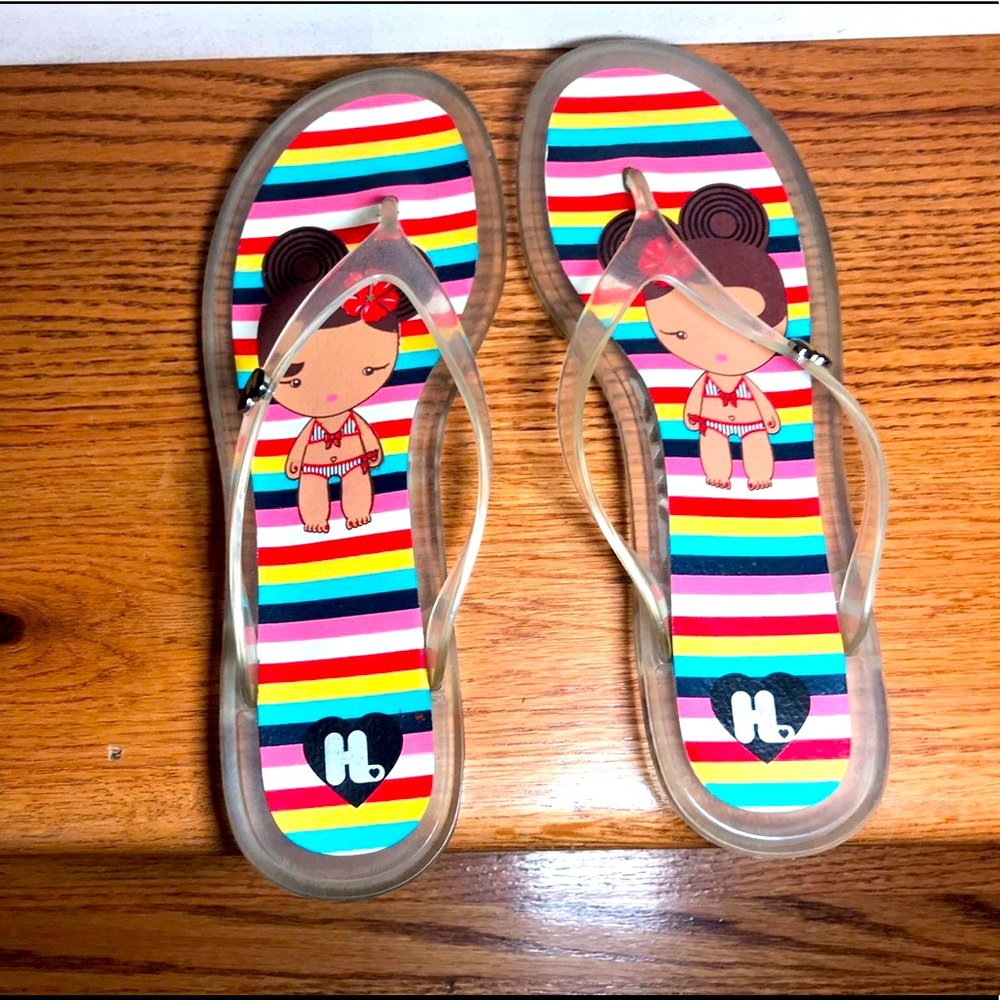 Clear jelly harajuku lovers thong flip flops 9 w box